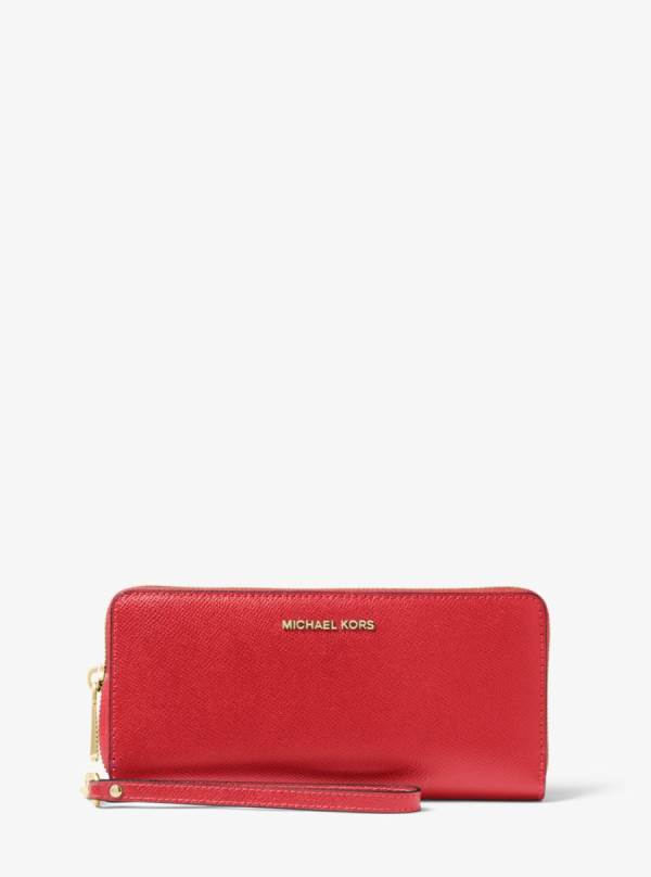 Damske Penazenky Michael Kors Leather Continental Wristlet Svetlo Červené - Doplnky Michael Kors Obchod | ZASCK-9736
